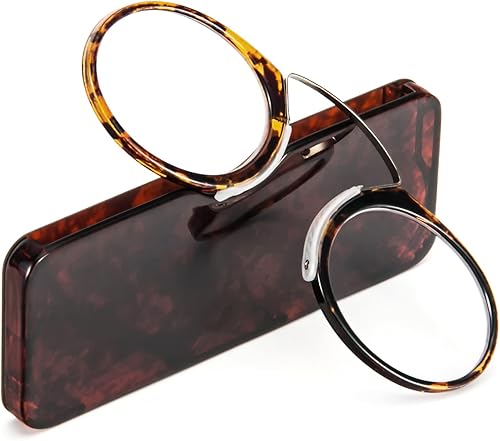 REAVEE Anteojos de lectura ultra finos sin brazos para hombres y mujeres, sin clip de nariz de sien, bolsillo pequeño con mini funda portátil,