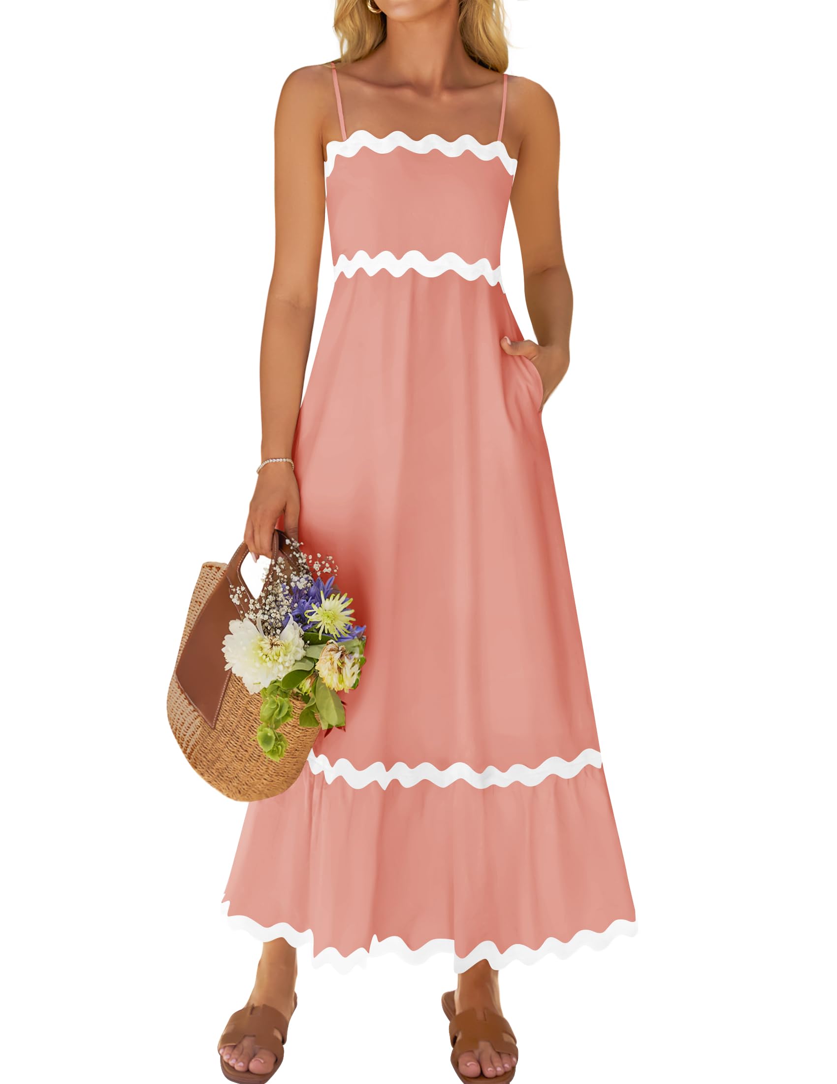 Zesica Womens 2025 Summer Spaghetti Straps Sleeveless Backless