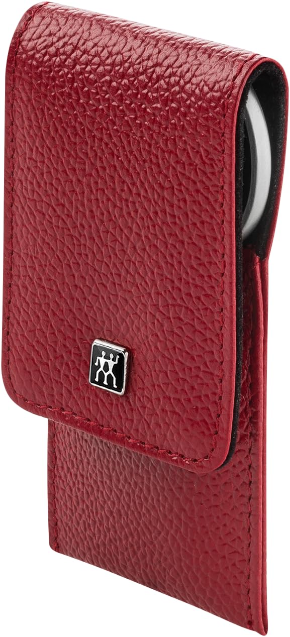 ZWILLING Maniküre-Set (3 teilig, Nagelpflege und Pediküre, Echtleder Etui, präzise, mit Kombi-Nagelschere), Premium, Rot