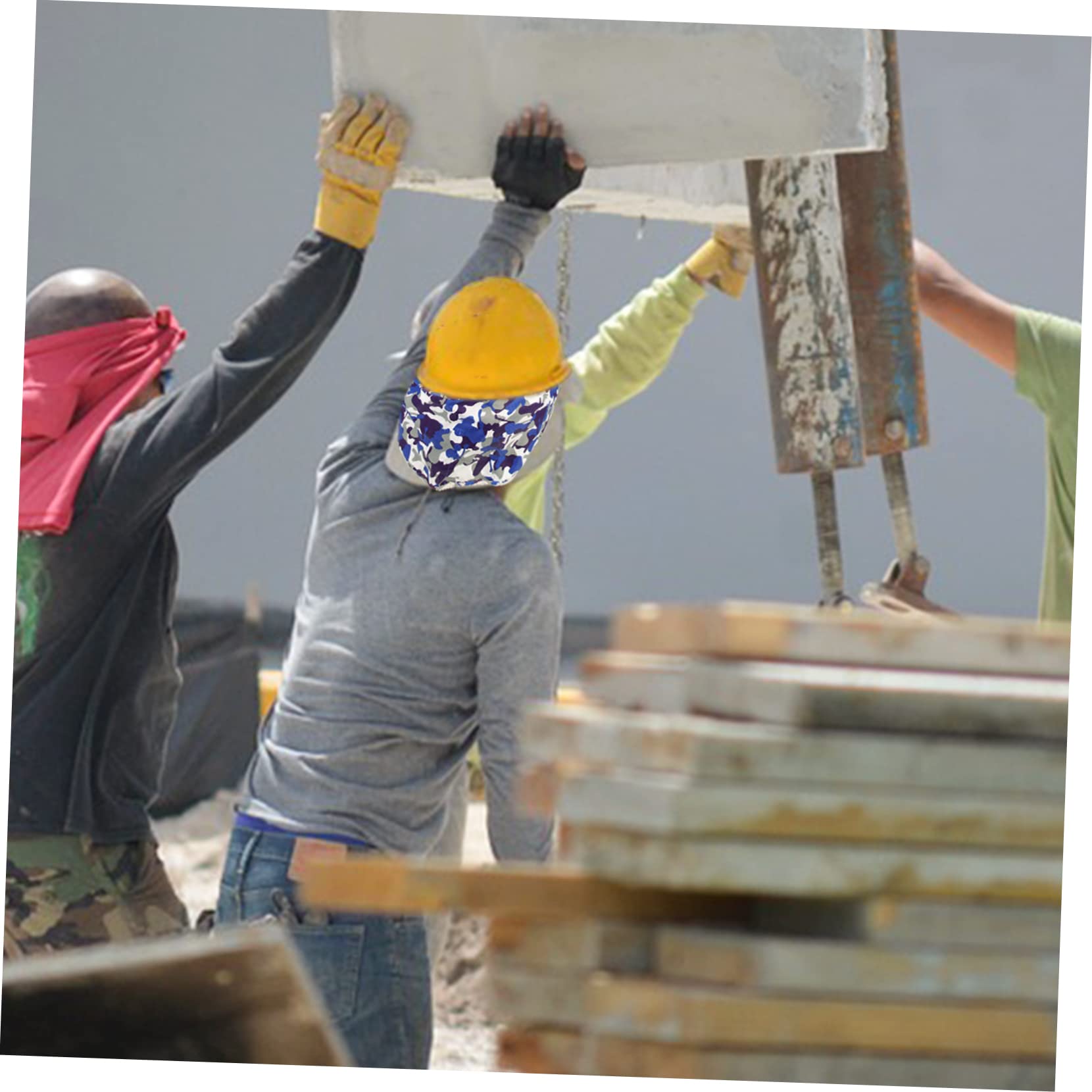 HOMSFOU 4 Stück Hard Hat Sun Shade Camouflage Sonnenschutz Visier mit Nackenschutz Leichtes Faltbares Helmzubehör für Bauhelme Verhindert bei Outdoor Arbeiten