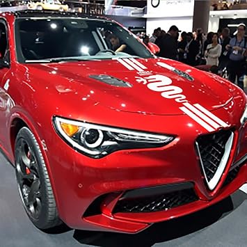 Car Hood Decorative Stickers Stripe Personalized Decal Sports Stickers Suitable for Alfa Romeo Giulia Stelvio MiTo 147 159 156 4c Tonale Accessories White