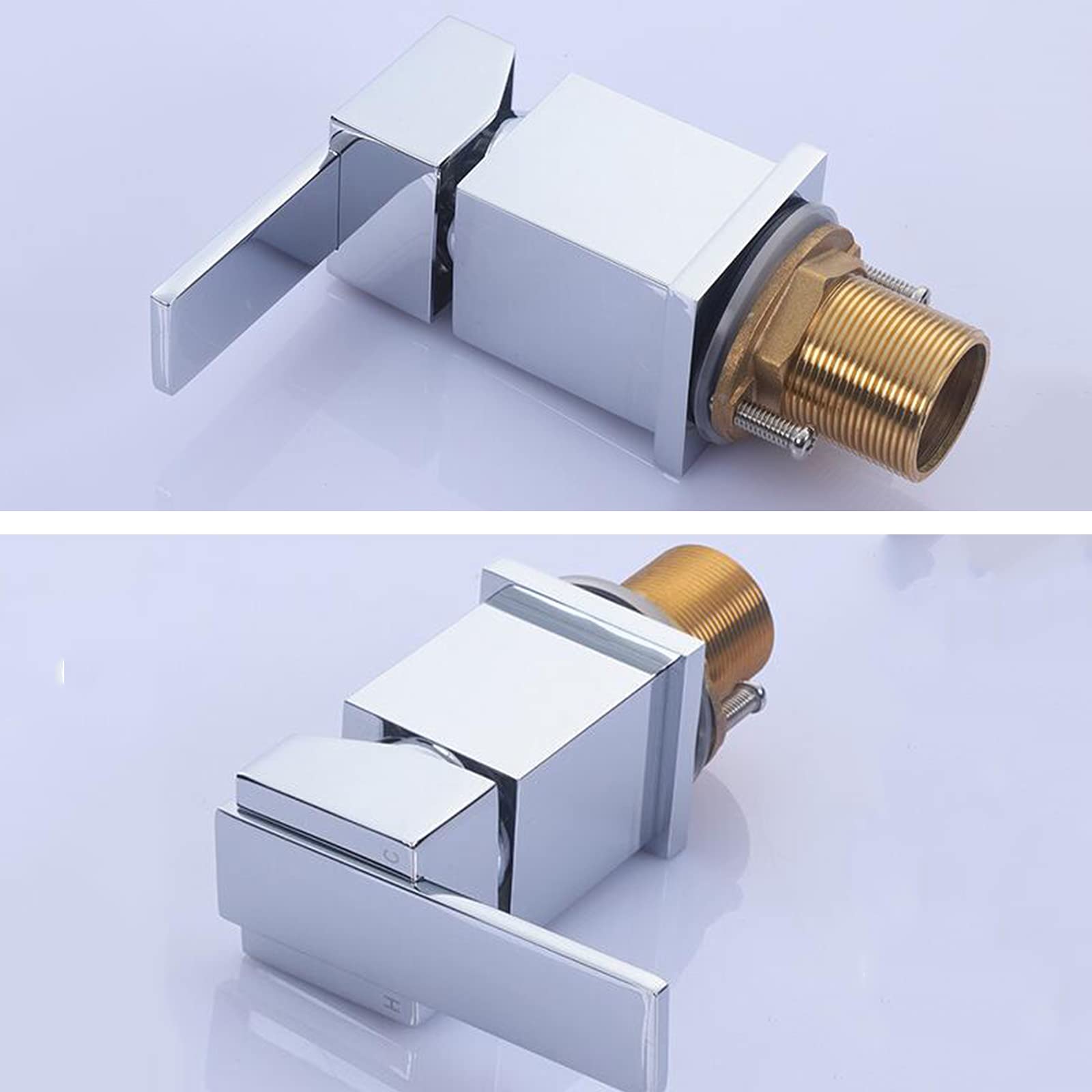 Grifo para bañera Grifo para bañera en Cascada Grifo para bañera de latón Grifo para bañera con Control Dual frío y Caliente con Relleno para bañera con Ducha de Mano Grifo de Ducha con 4 Orificios,