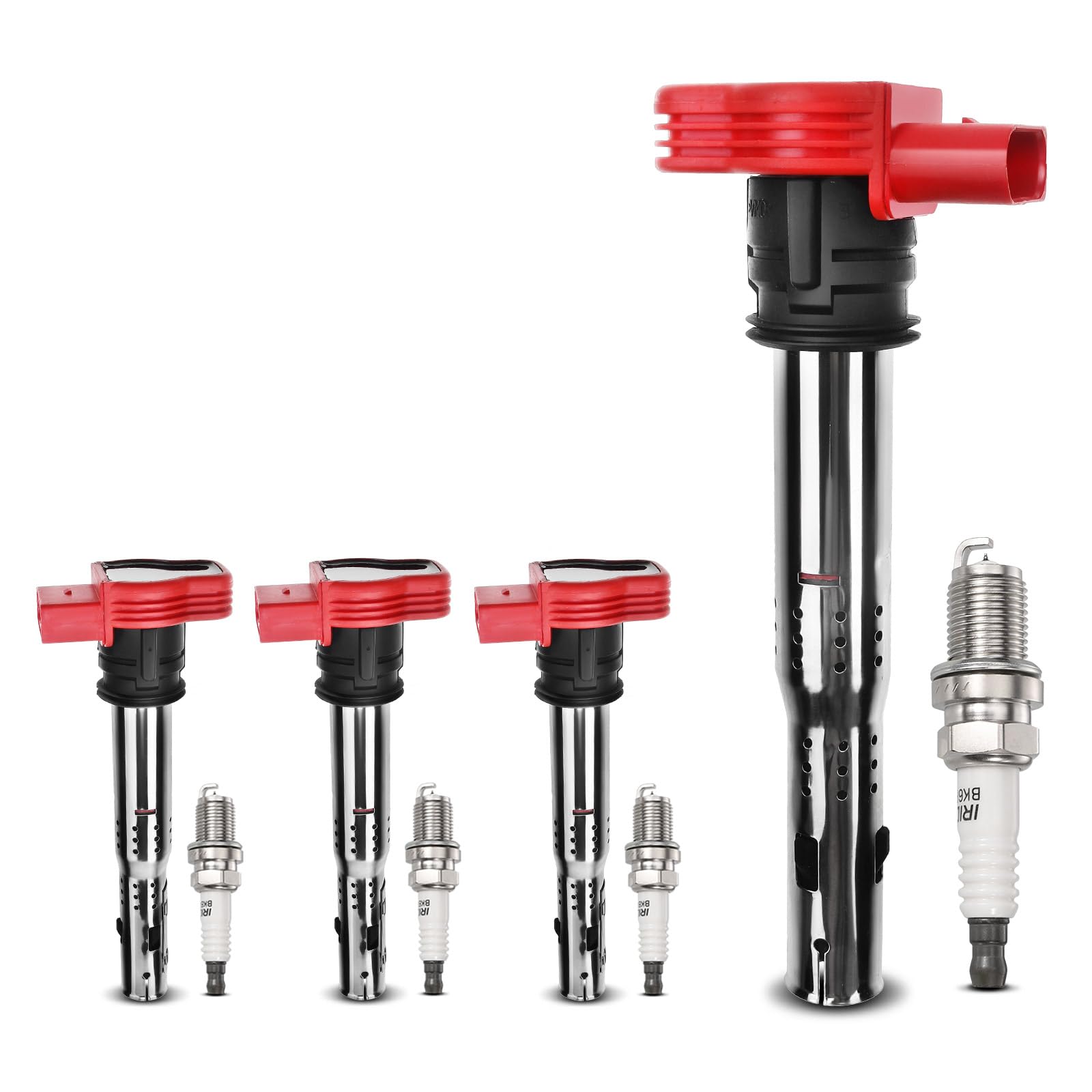 Frankberg Juego de 4 bobinas de encendido y bujías para gasolina | Compatible con: R8 Spyder 427 429, A4 8EC, A8 4E2 4E8, C.a.y.e.n.n.e 92A, A5 Sportback 8TA, A6 Allroad 4GH 4GJ, Q7 4LB
