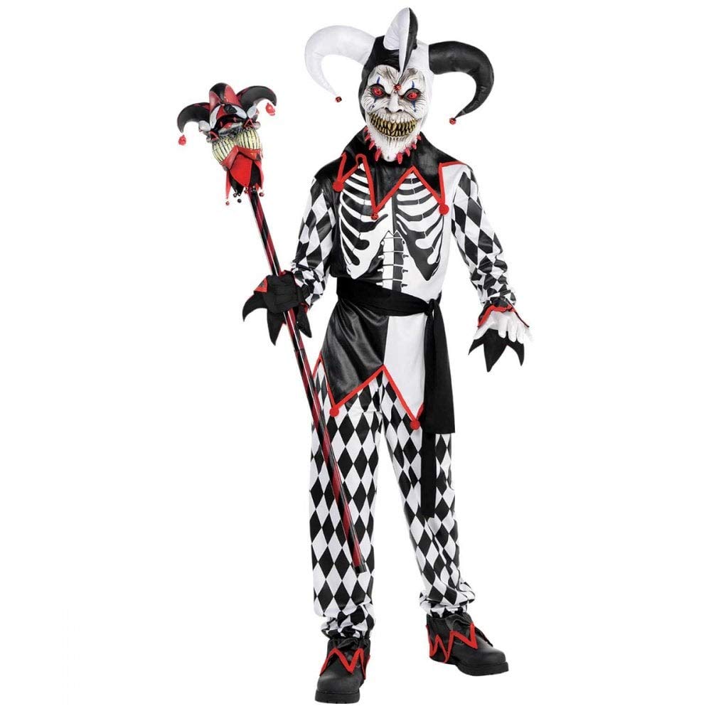(PKT) (9902439) Child Boys Sinister Jester Boy Costume (10-12yr)