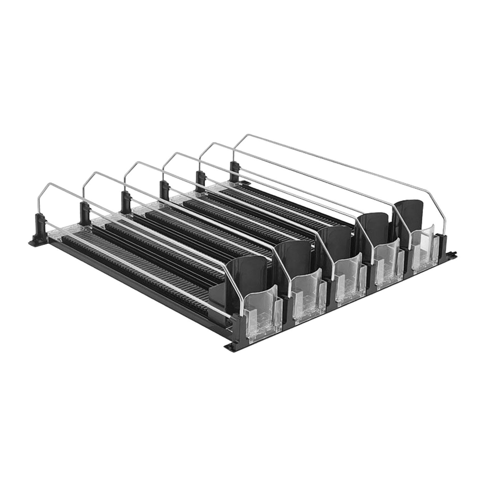 Organizador de Bebidas para Refrigerador, Dispensador de Latas Apilable, de Gran Capacidad, con Mecanismo Automático de Empuje para Estantes, 5 Filas Negro, Individual