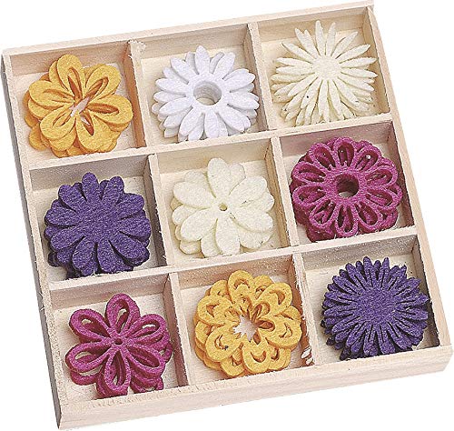 Scatola Di Legno Knorr Prandell Con 45 Decorazioni Natalizie In Feltro A Forma Di Foglia – 22 Mm – Multicolore - 4