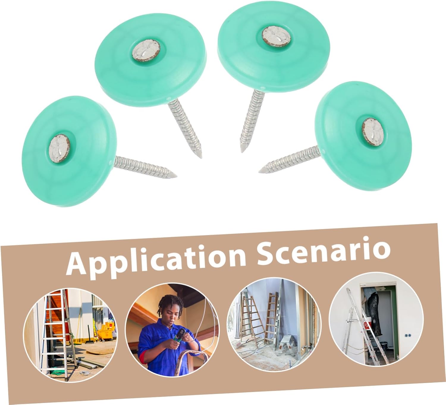 200pcs Green round Plastic Cap Insulation Nails 1.5 Inch with Plastic Washers for Roof Fastener Applications, Waterproof Design and Secure Locking for Felt Roof Layers and Foam
