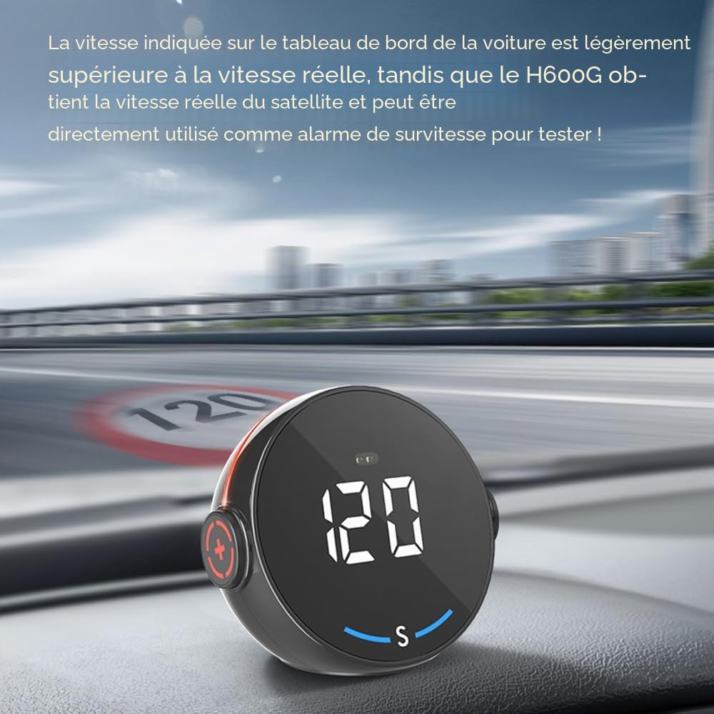 Irfora Système de position globale pour voiture Tachomètre H600G Affichage numérique Vitesse Altimètre Affichage tête haute pour voiture