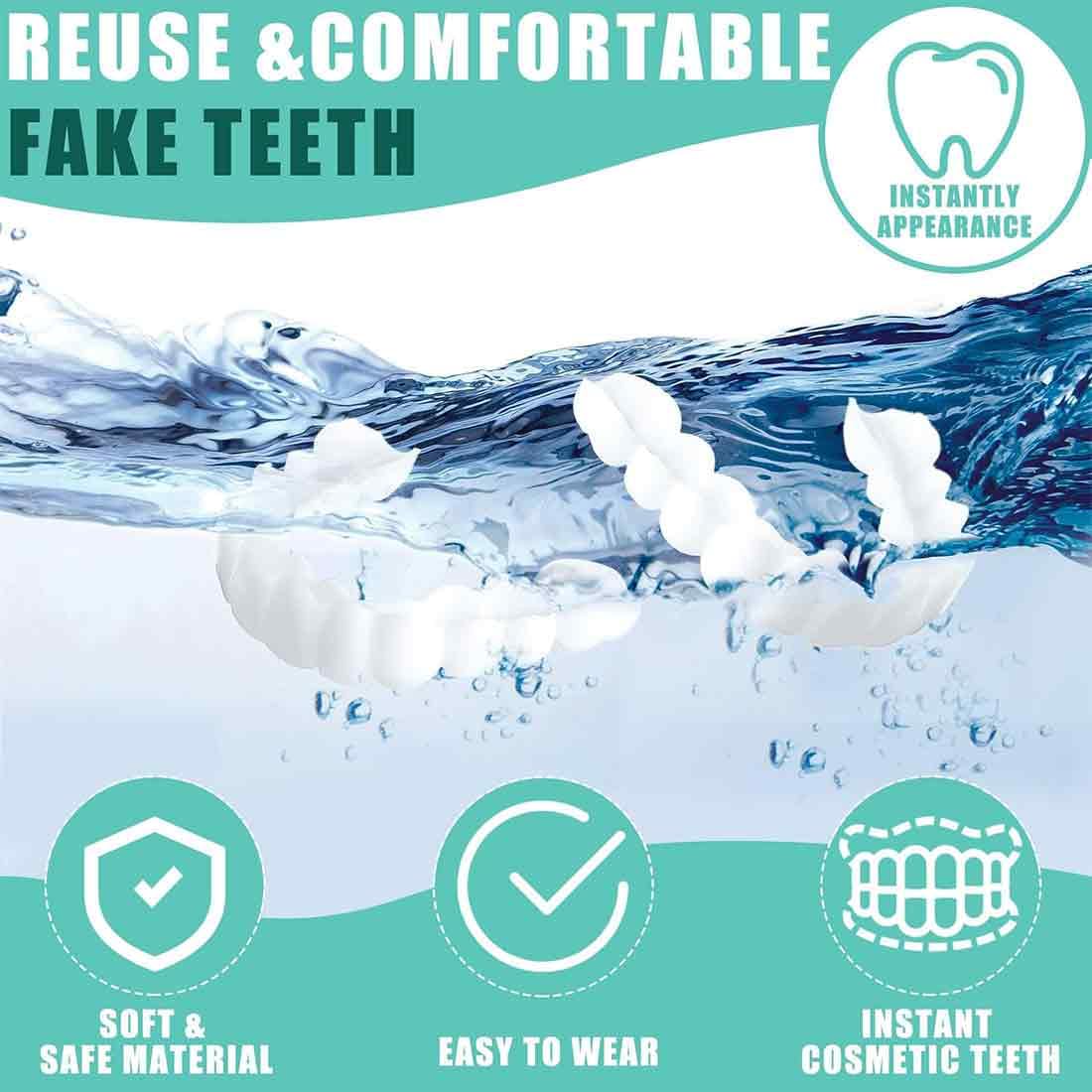 2 Paia Faccette Istantanee, Protesi a Sorriso Perfetti, Denti Finti Cosmetici, impiallacciature denti copertura dentale cosmetica, Denti Finti Cosmetici per Donne e Uomini