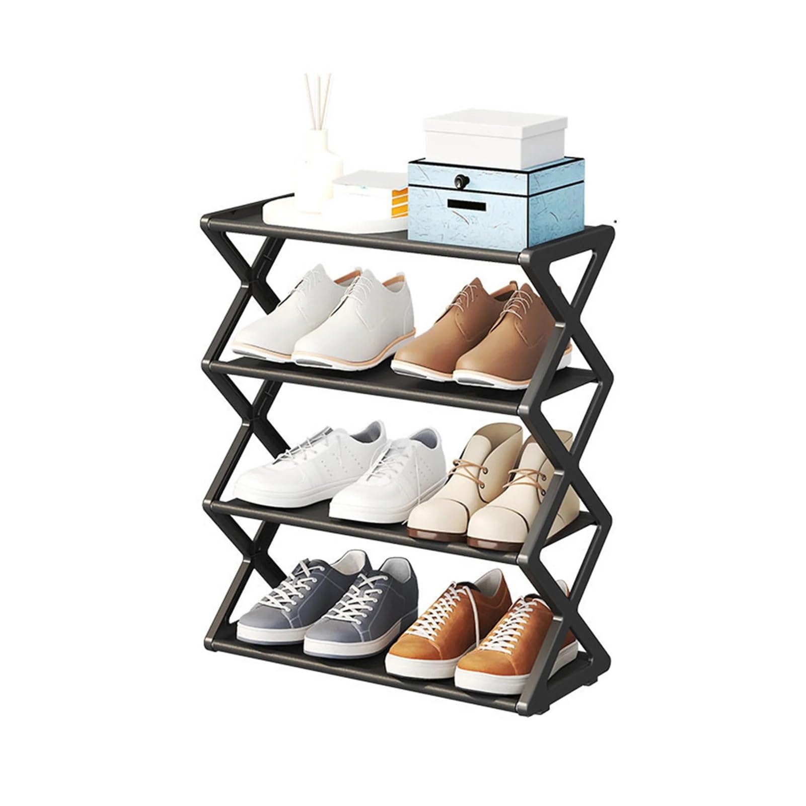 BAYNOPURIN Low Shoe Rack Foldable Shoe Rack Space Saving Standing Storage Organizer For Closet Hallway Entryway Bedroom(3117240215811)