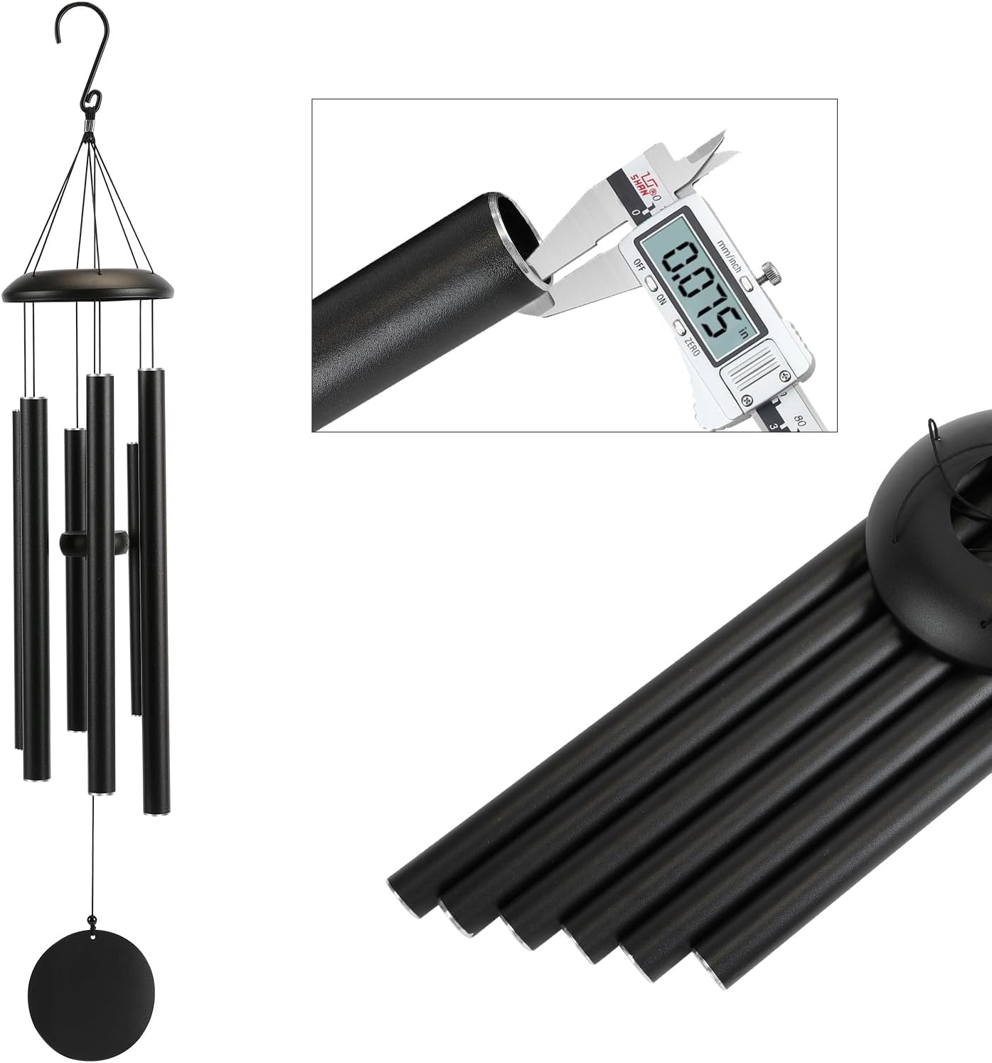 Large 40" Wind-Chimes-Outdoor-Deep-Tone, Soothing Melodic Tones Windchimes, Wind Chimes for Outside, Black Memorial Wind Chime Best Gift for Mom Women Grandma Neighbors