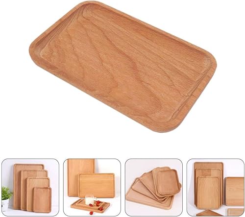 Miniatura 2 de Cabilock Bandejas de madera para alimentos de madera, platos de madera, plato de exhibición de servidor de alimentos, plato de pan, plato de servir