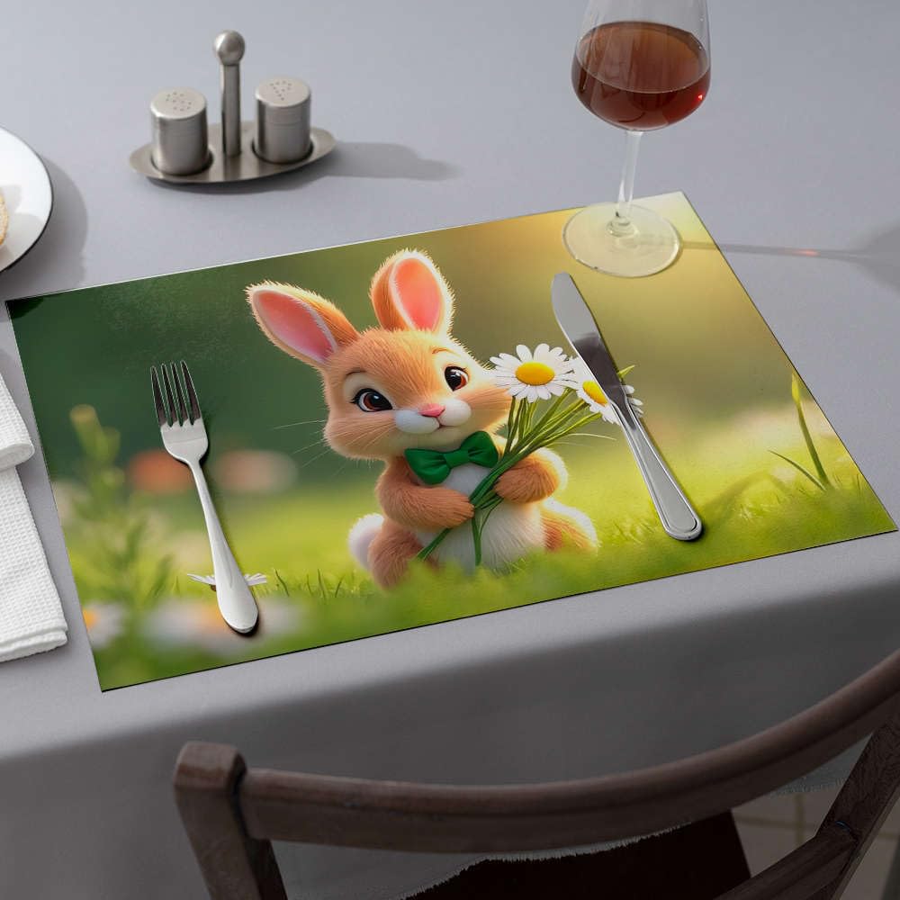 Sets de table de printemps lot de 6 tapis de table design lapin marguerite