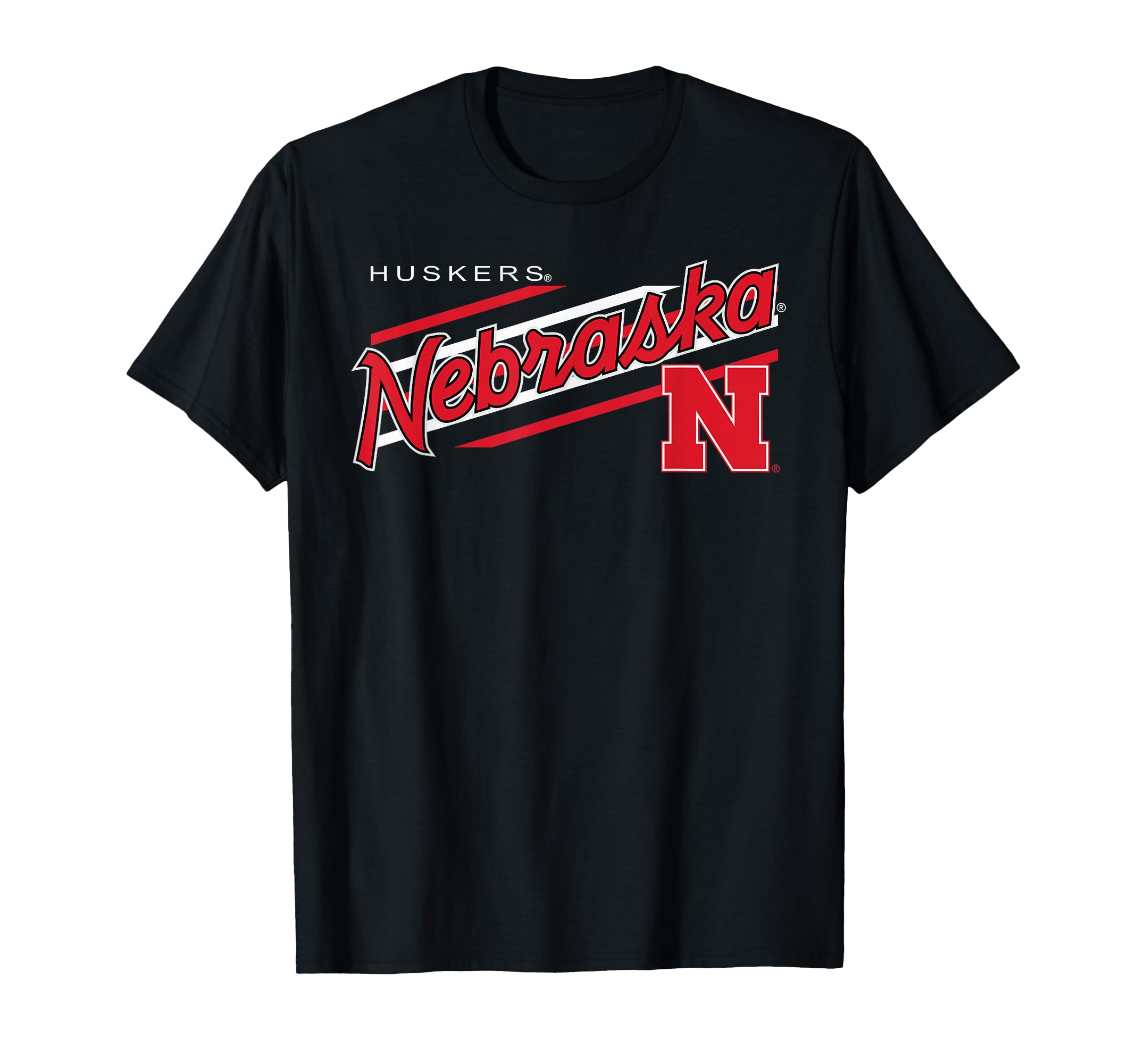 Elite Authentics Nebraska Cornhuskers Retro Performer Logo T-Shirt, Small, Black