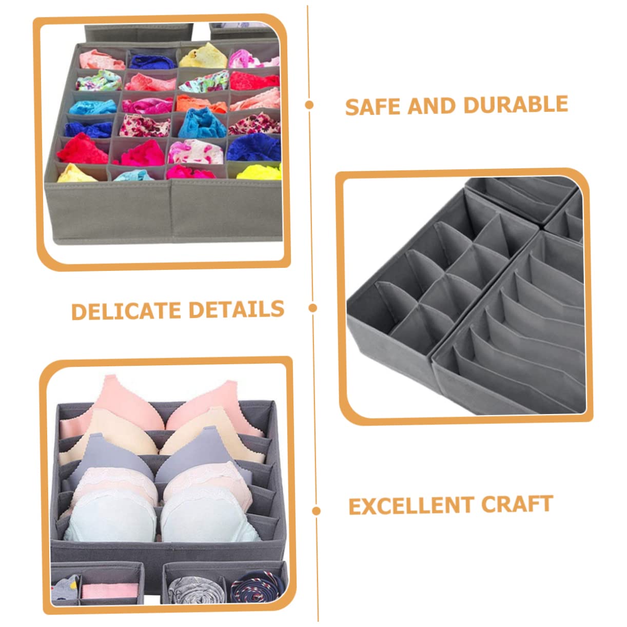 MUCKLILY 4pcs Foldable Underwear Drawer Organizers Space Saving Closet Dividers for Socks Panties Bras Fabric Storage for Neat Home Organization