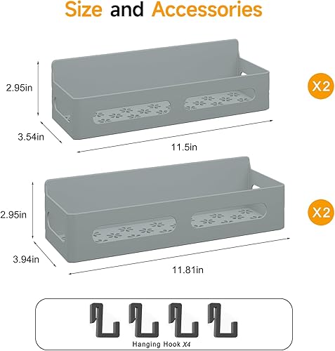Miniatura 77 de Paquete de 4 estantes magnéticos para especias para refrigerador, organizador de especias, estante magnético móvil con 4 ganchos para organización