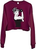 Modern Rosie The Riveter Cropped Sweater Heather Gray