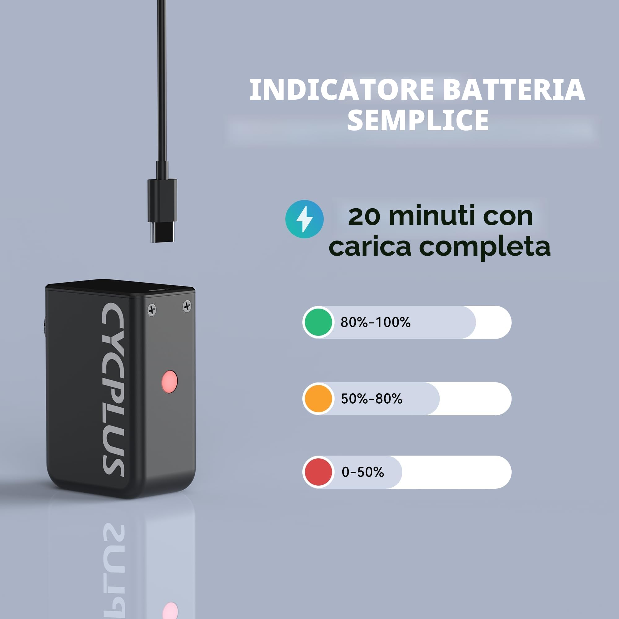 CYCPLUS Tiny E-Pump Pompa per bicicletta elettrica portatile 100 psi ricaricabile USB-C