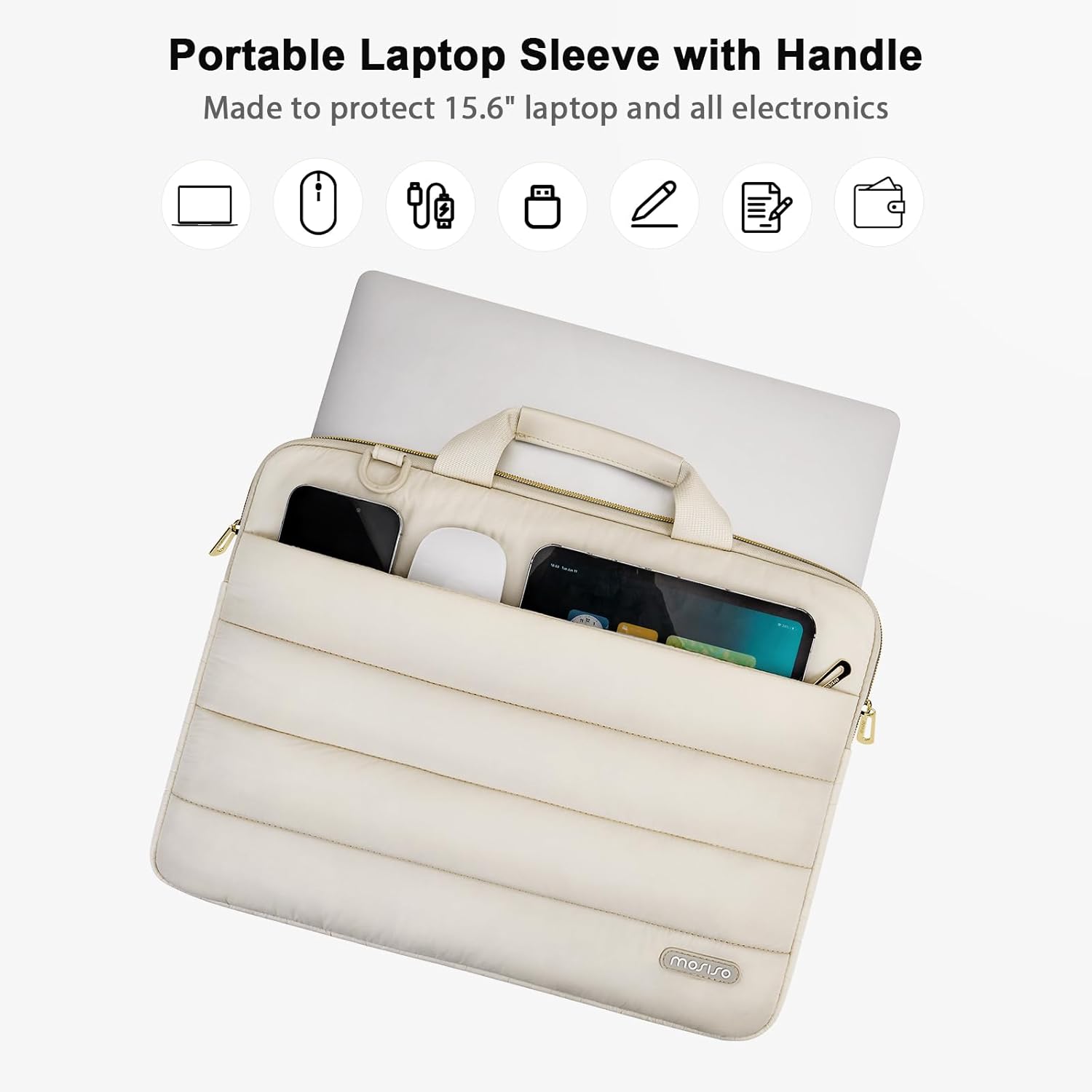 MOSISO Puffy Laptop Bag with Shoulder Strap, Laptop Computer Bags, Laptop Shoulder Bag with Handle - Image 5