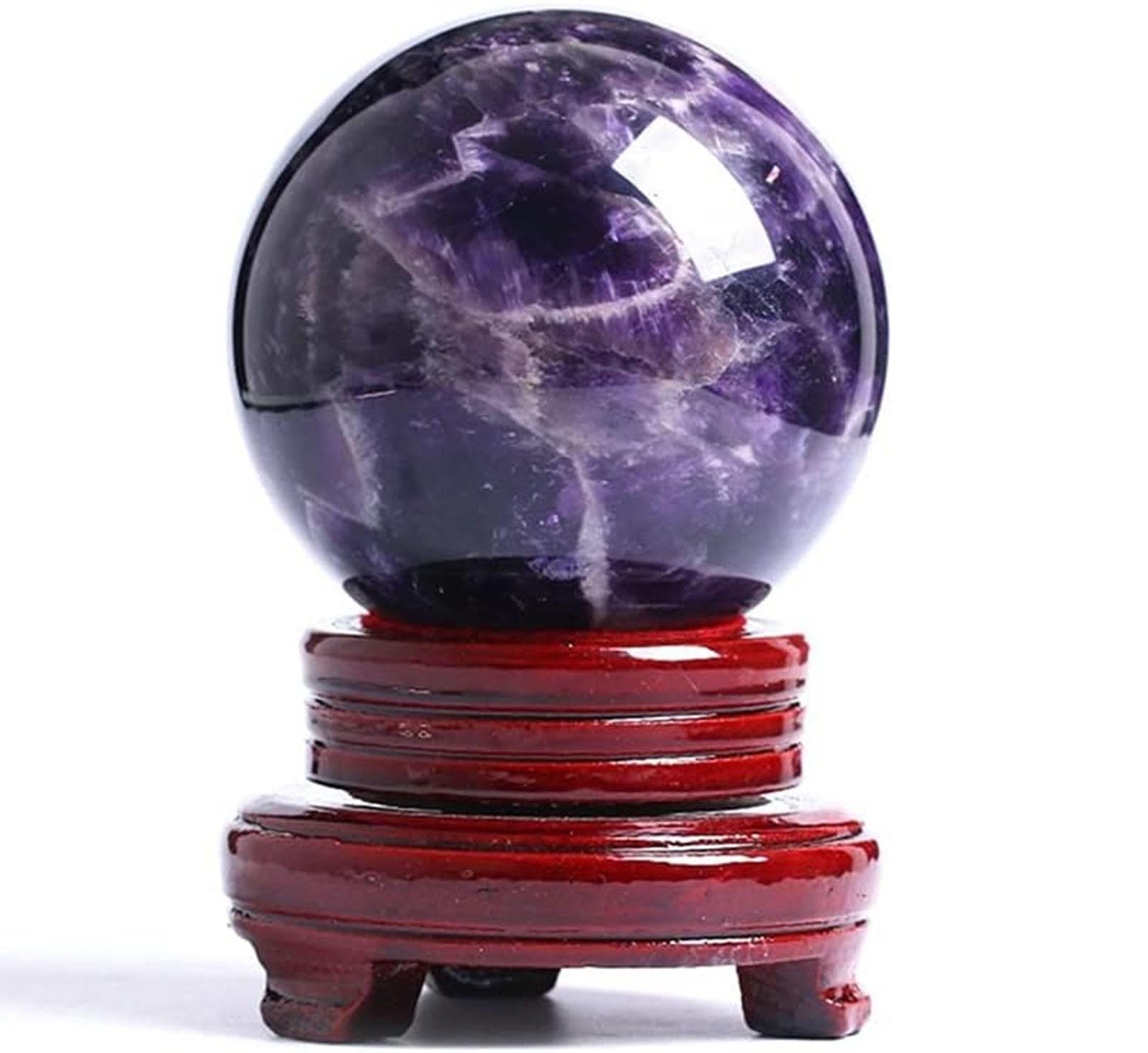 LHAOEEEYG Amethyst Sphere Quartz Crystal Ball Gemstone with Stand Rock Divination Figurine for Home Decoration,13cm