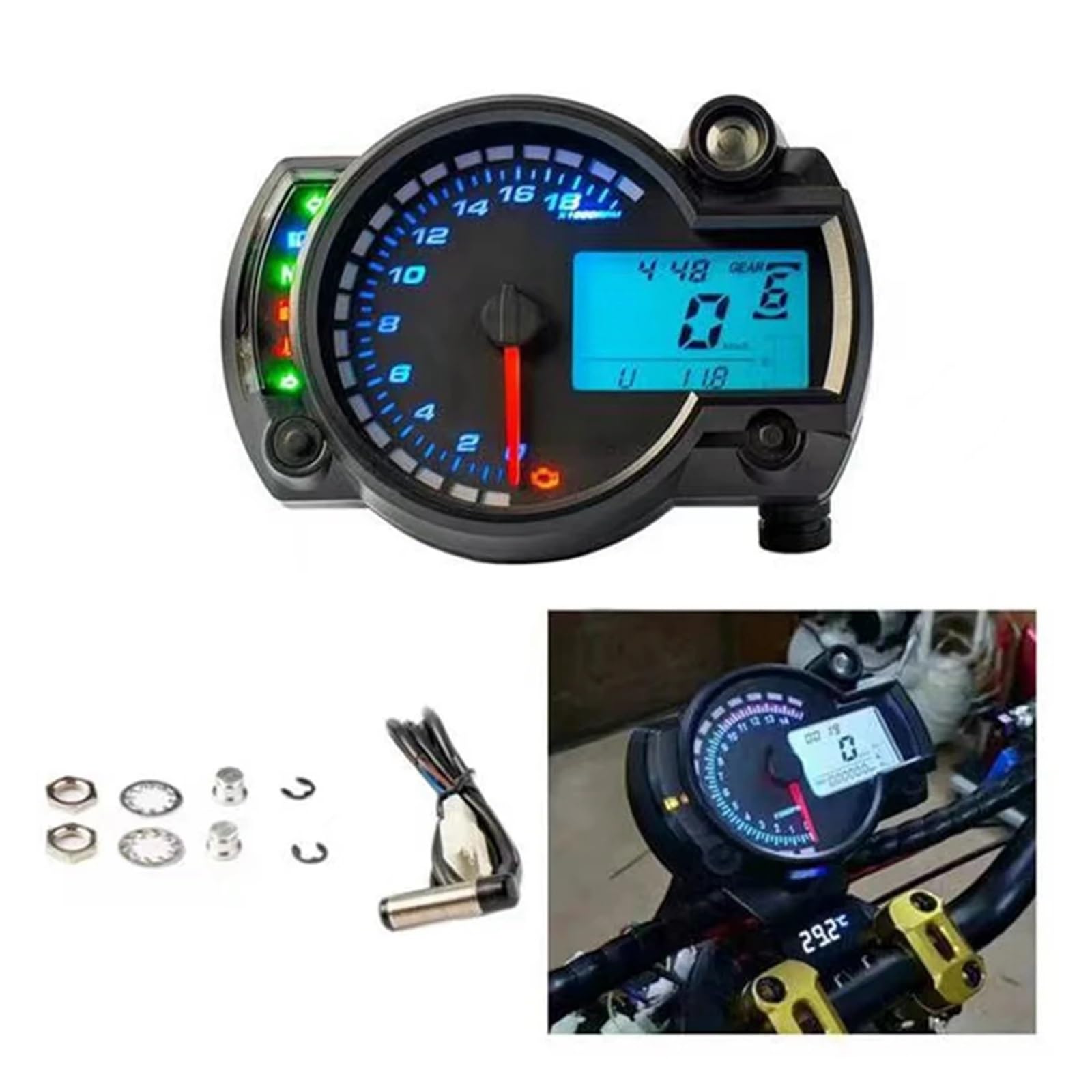 Contachilometri Digitale Universale A 7 Colori Per Moto, Contachilometri MAX 1800 Giri/min, Cruscotto Per Moto Contachilometri