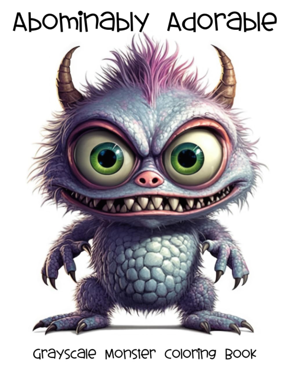 Abominably Adorable Grayscale Monster Coloring Book
