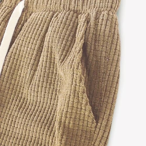 Pantalon d'hiver en velours côtelé pour hommes coupe ample décontractée stretch kaki