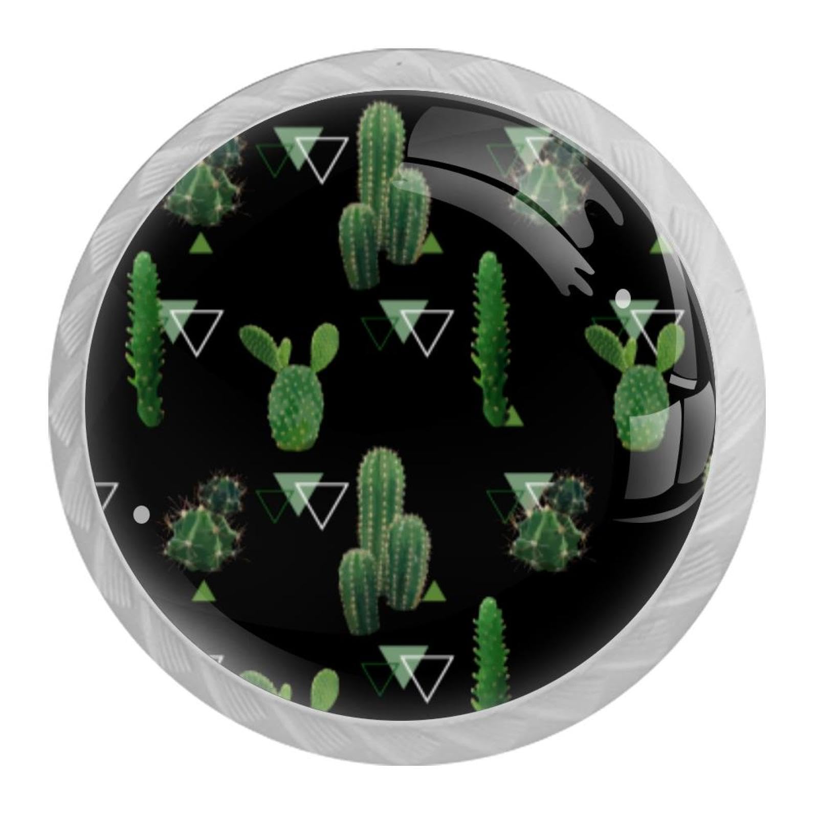 Tqmspg Multi17 4 Pieces Drawer Pulls Cactus Plant Door Knobs Dresser Handles For Kitchen Wardrobe Cupboard Hardware Furniture