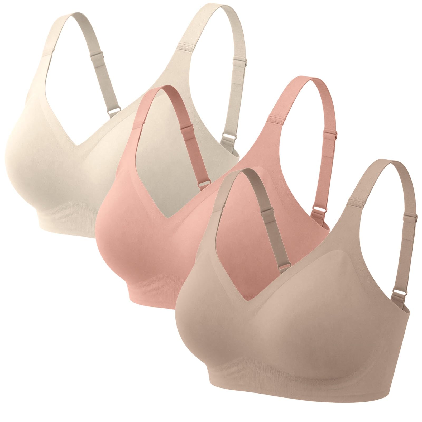 Soutien-gorge de sport push-up sans fil lot de 3 brassières extensibles à maintien complet