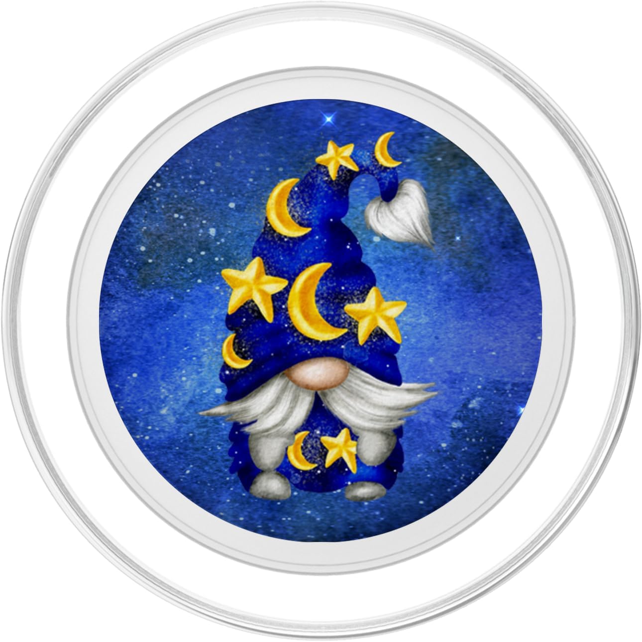 Blue Galaxy Gnome With Yellow Stars And Moon Cute Gnome PopSockets PopGrip for MagSafe