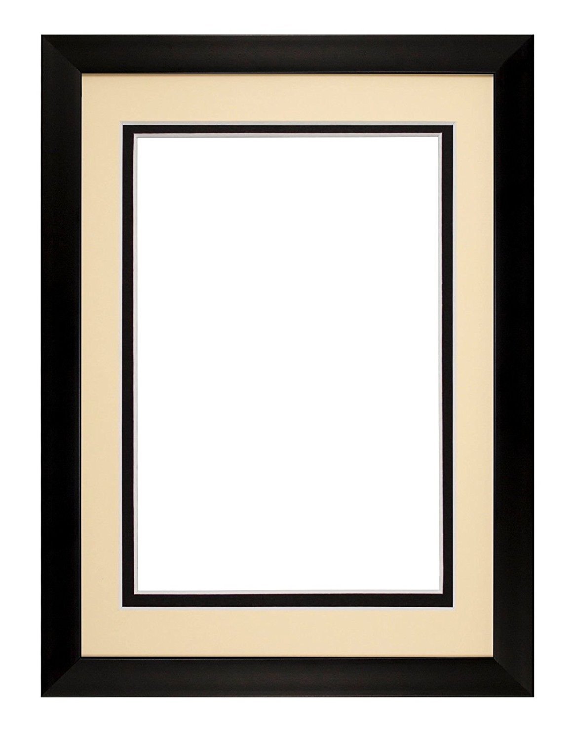 Rainbow Range Black Matt Double Mount Photo frame/picture frame/poster frame with Real Glass - Ivory on Black Mount - 6"x4" for 4.5"x2.5" pictures