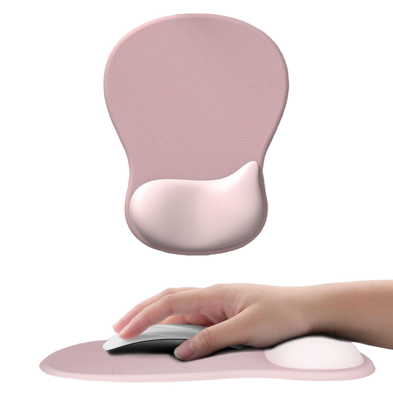 Uwiyo Gel Mouse Mat with Wrist Support, Ergonomic Mouse Pad with Gel Foam Wrist Rest Support Washable Mousepad with Non-Slip PU Base for Office Home for PC Laptop Computer Mice (Pink) — image 1