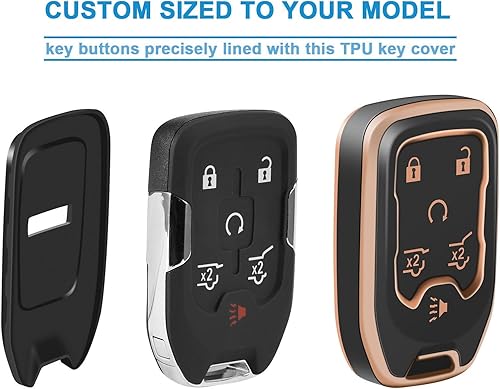 Miniatura 10 de Funda para llavero Chevy Tahoe Suburban GMC Yukon Accesorios con llavero 6 botones Carcasa de TPU, Blanco