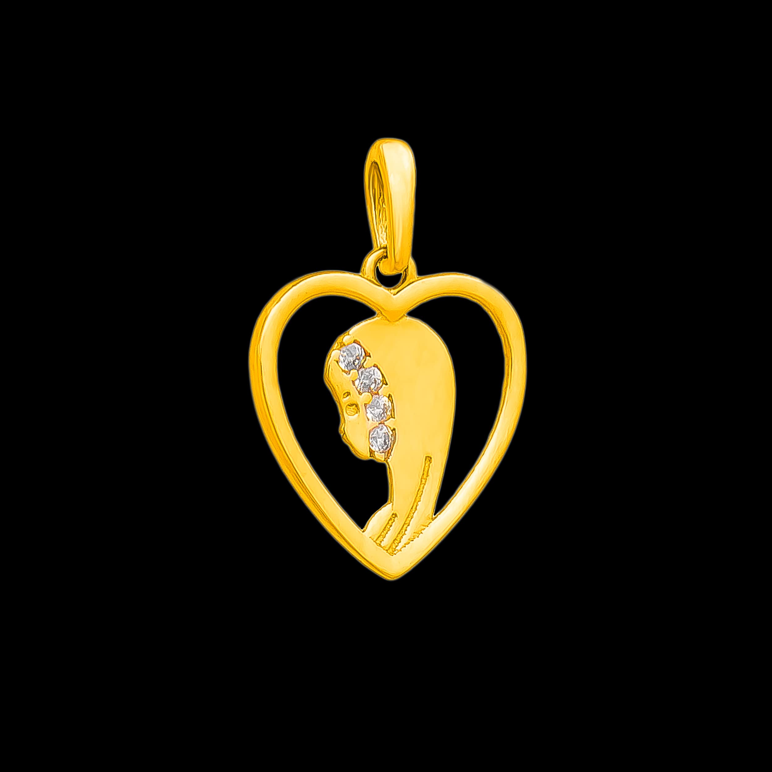 Anhänger Heilige Jungfrau Maria Gold Gelbgold 333 8K Goldanhänger Kettenanhänger Herz Gottesmutter Medaille Medaillon Zirkonia für Damen Mädchen Jungen Kinder