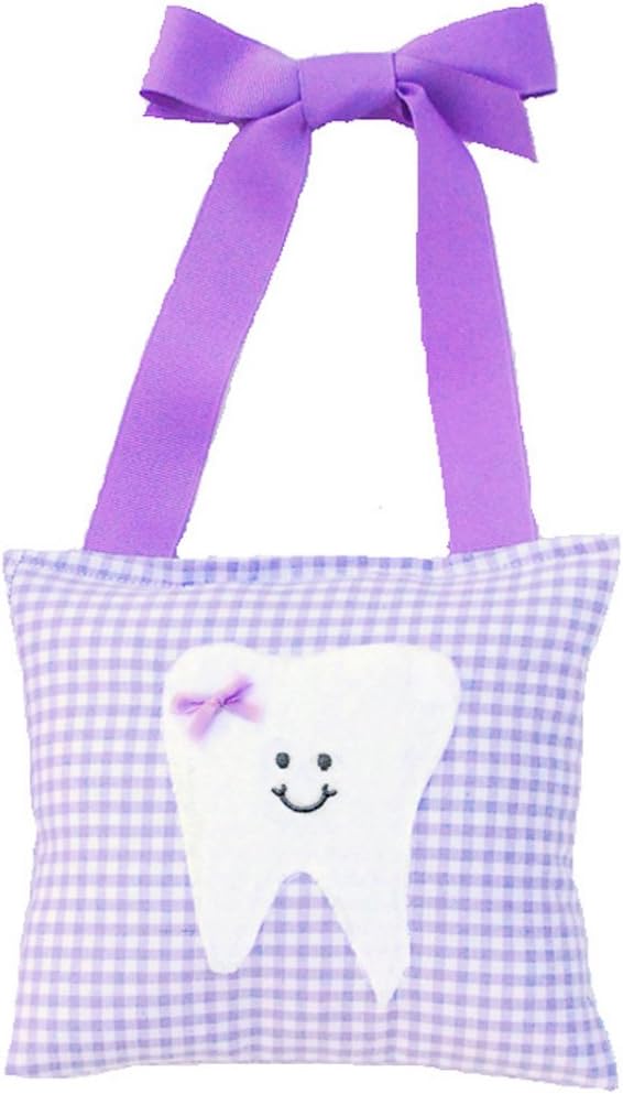 Girl's Tooth Fairy Pillow in Lilac Gingham Print