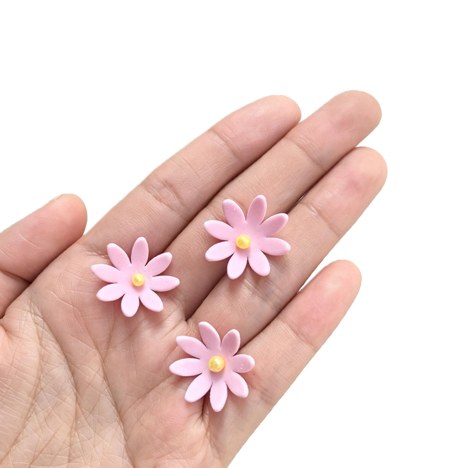 Photo 1 of 108 Count Edible Flower Cake Decorations, Small Edible Flowers, Sugar Flowers, Cakes & Cupcakes Toppers, Edible Dessert Decorations (0.8 Inch) (8 Petals Pink)