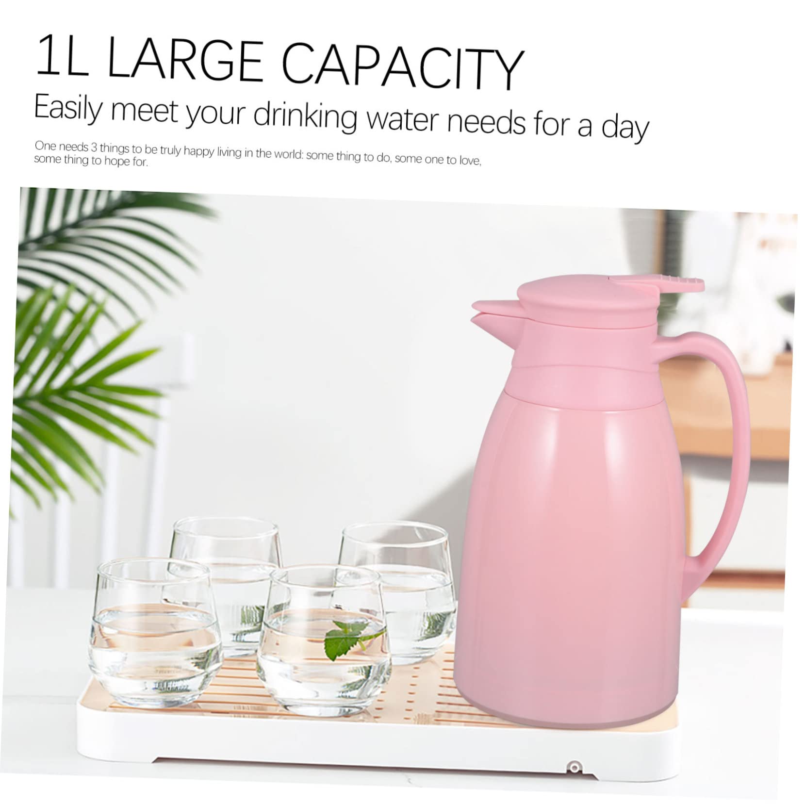 INOOMP Bouteille Isotherme Facile à Transporter D'eau Chaude 1l en Verre Protection Anti-chute et Design Simple pour Activités en Extérieur et Paquet à Dos