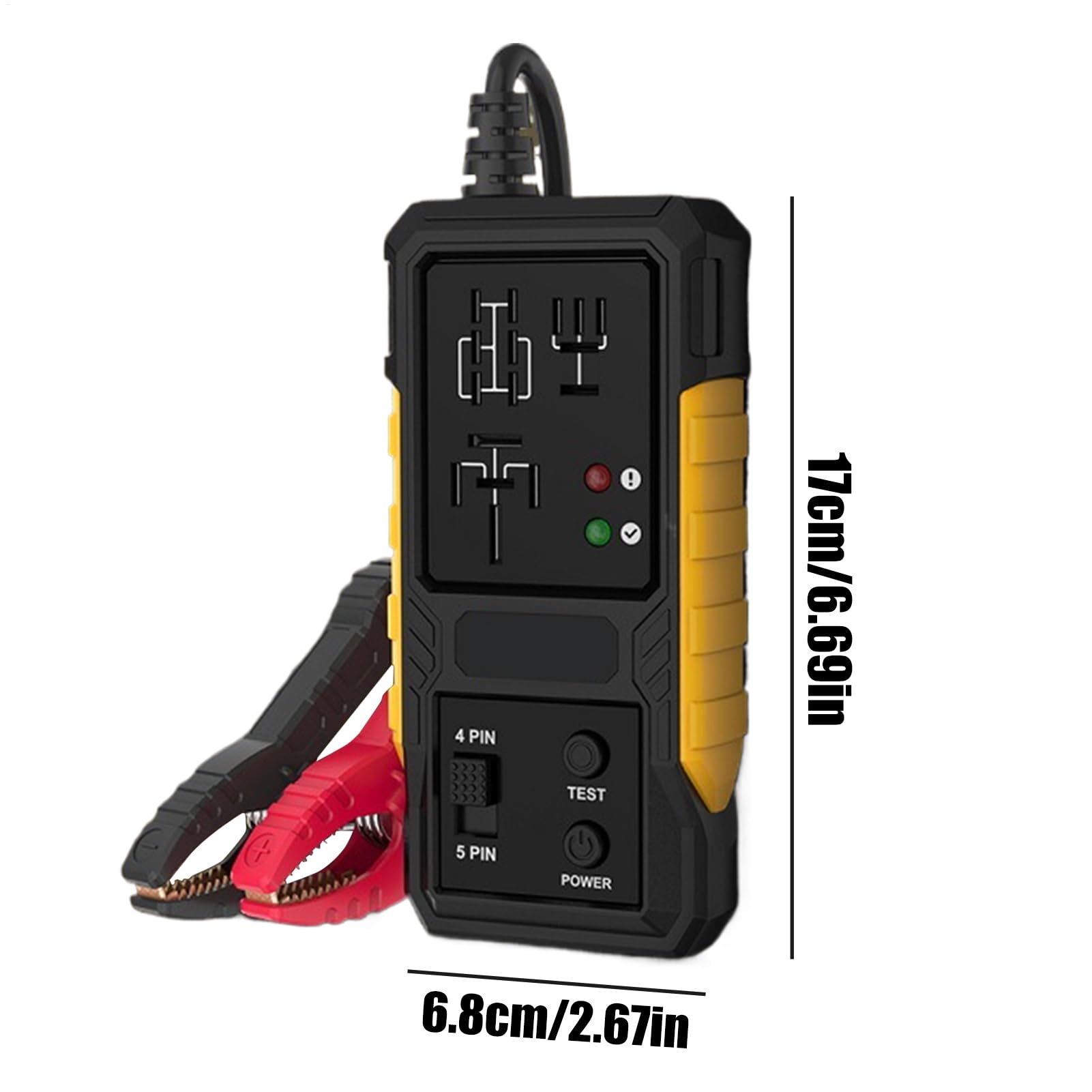 Automotive Relay Tester, relé Testing Tool, Electrical System Analyzer, Alta Precisión Detection, Quick Circuit Testing, Car Battery and Fuse Use, 6.69x2.68x1.1 In