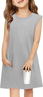 Girls Sleeveless Summer Dress Kids Casual Crewneck Loose Beach Short Dresses with Pockets 5-14 Years - Buy now
