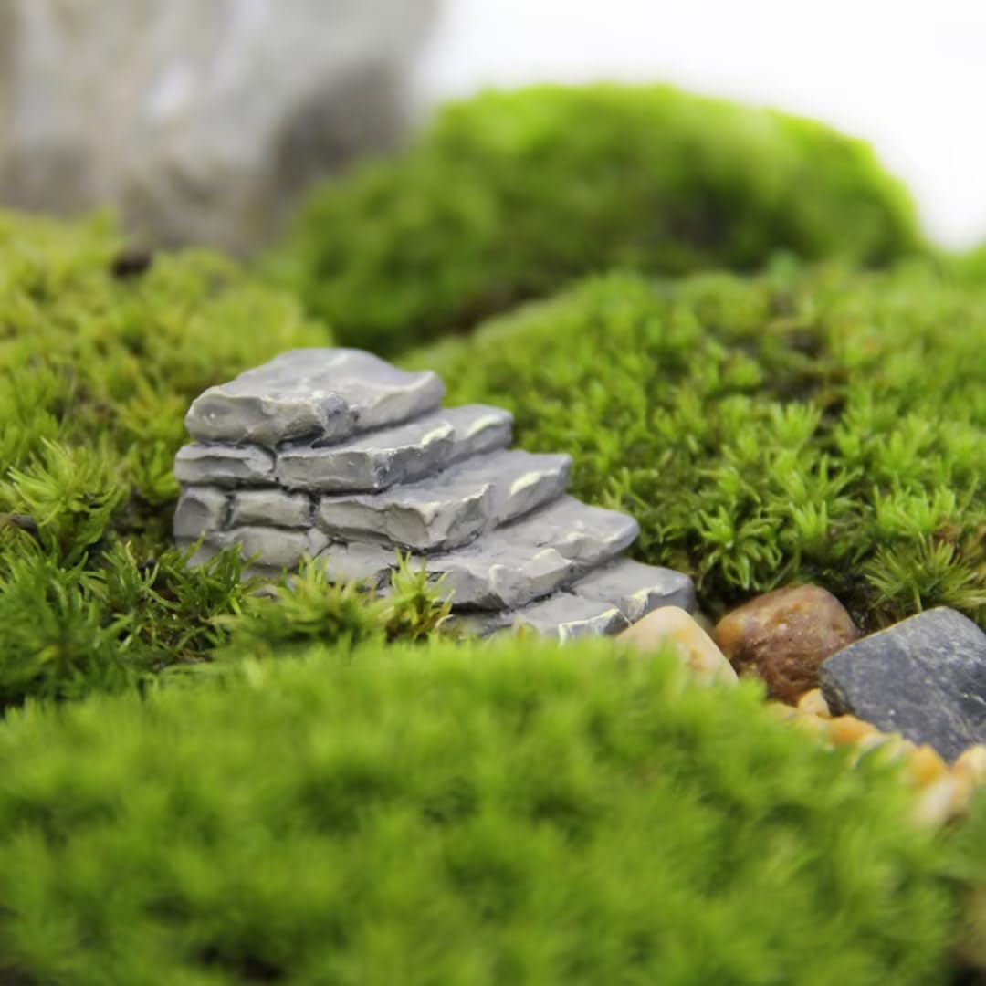 3Pcs Miniature Resin Bridge Stair Stone Straight Bridge Stairs Steps Garden Fairy Ornament Micro Landscaping Decor Bonsai Craft Straight Stairs Outdoor, Garden Sculptures and Statues, Decorations