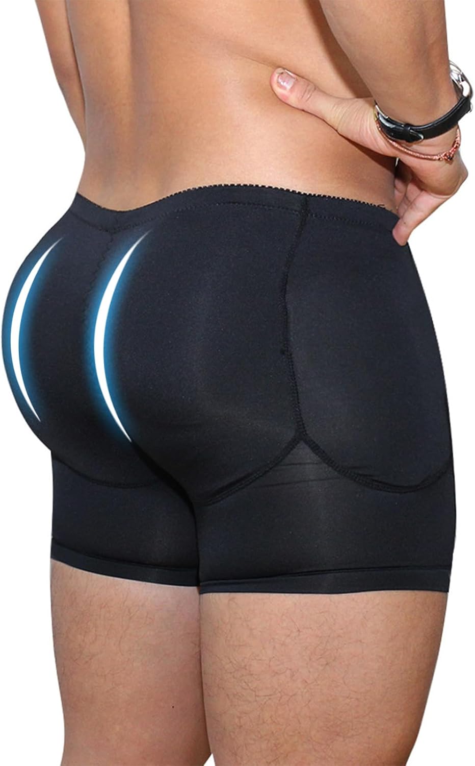 Mens Padded Underwear Butt Enhancer Shapewear Butt Lifter Boxers with Detachable Pads