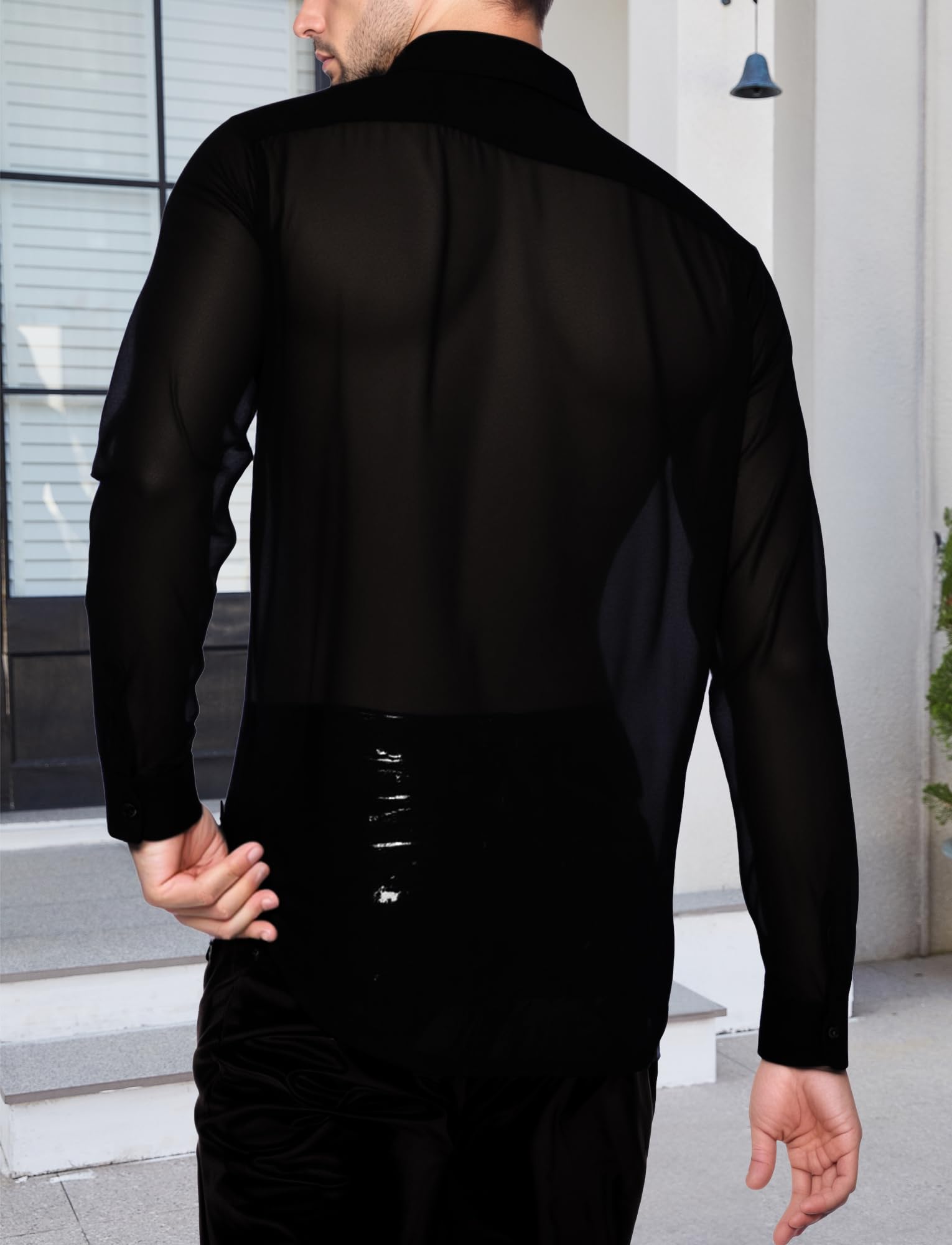 AIEOE Herren Hemd Transparent Leicht Muskel Shirt Clubwear S-3XL