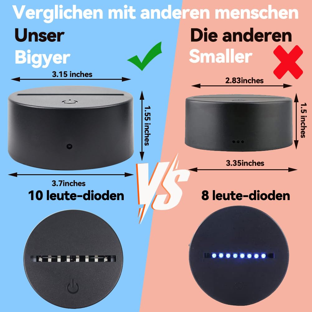 Aohcae LED Sockel 4er Set - 3D Beleuchtung Mit Fernbedienung Für Acrylglas