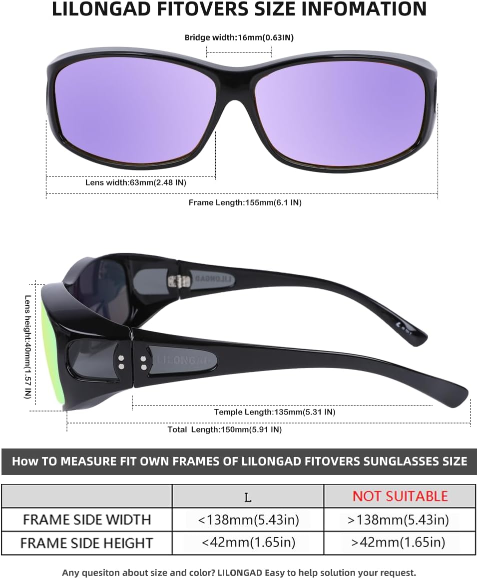 Polarized Fit Over Glasses Sunglasses for Men Women, Wrap Around Sunglasses UV400 for Driving Outdoor Activities - Image 6