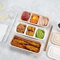 Vista 5 de Restaurantware Pulp Tek - Cajas de comida para llevar de 9.2 x 3.8 x 1.8 pulgadas, 100 recipientes para llevar para microondas, tapas se venden por