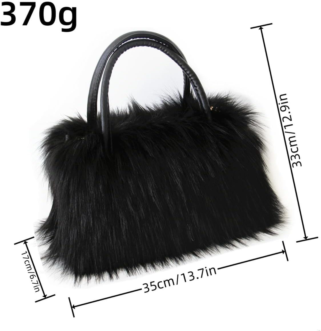 QMFUR Women's Shoulder Handbags Furry Fluffy Fuzzy Faux Fur Tote Bag Satchel Handles Handbag - Image 3