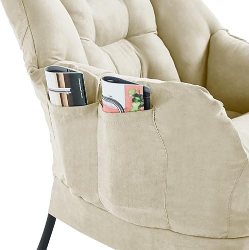 Miniatura 5 de Silla perezosa moderna, sofá individual perezoso, cómodo sillón reclinable, sillón suave con bolsillos laterales, cojín grueso, marco de acero de