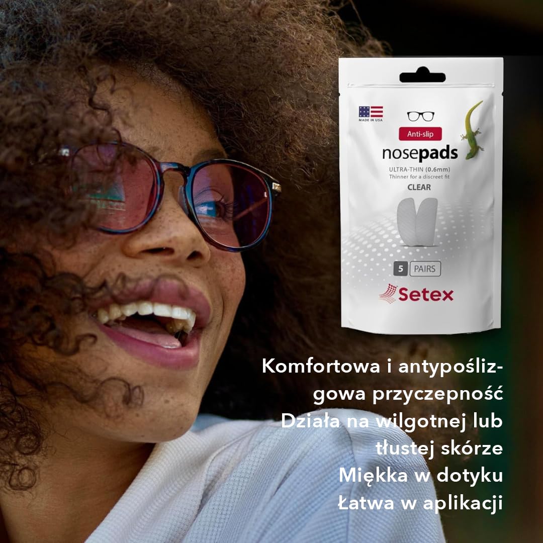 Setex Gecko Grip – Noski Do Okularów (5 Przezroczystych Par) – Antypoślizgowe Ultra-Cienkie 0.6 Mm, Mikroteksturowane Włókna, Ultra-Mocna Przyczepność, Ultra-Miękkość, Samoprzylepne, 0.6 × 7 × 16 mm