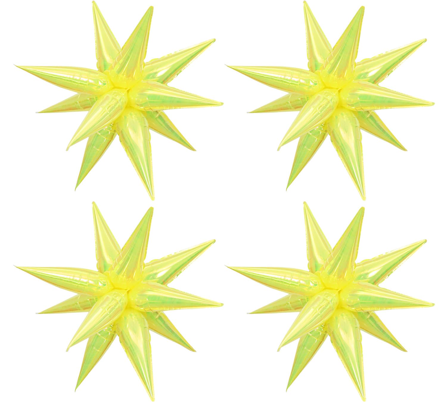 Iridescent Yellow Explosion Star Balloons Holographic Yellow Balloons for Holographic Birthday Party Decor Girls Boys Lemon Birthday Party Wedding Lemonade Baby Shower Party Decor