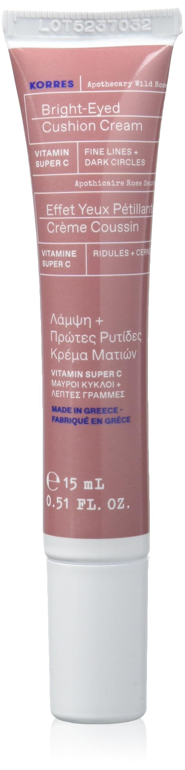 KORRESApothecary Wild Rose Moisturising Eye Cream for a Radiant Complexion Suitable for Dry Pale Skin Vegan 15ml